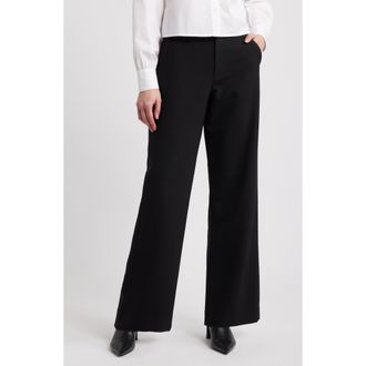 Rag & Bone Banks Wide Leg Wool Blend Ankle Pants in Black at Nordstrom Rack, Size 10