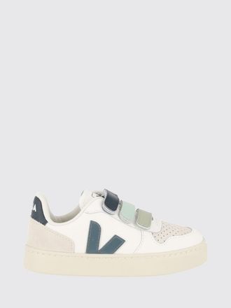 Veja Sneakers V-10 da bambino in pelle con chiusura a strappo e logo a contrasto
