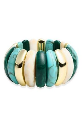Natasha Resin Beaded Stretch Bracelet in Turquoise Combo at Nordstrom Rack