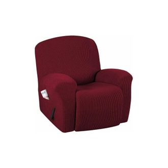 OEM Funda De Sof&aacute; S&uacute;per El&aacute;stica, Funda Reclinable, Ajuste Est&aacute;ndar/super El&eacute;ctrico, Estampado Jacquard Suave Y Grueso, Rojo Vino