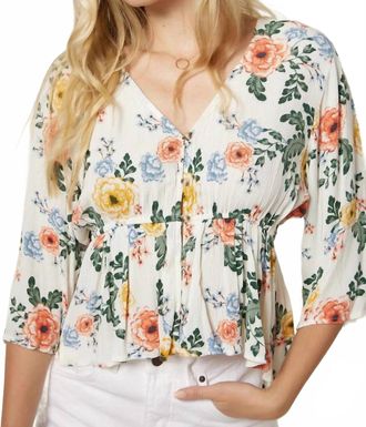 O'Neill Celine V-Neck Floral Top In Winter White