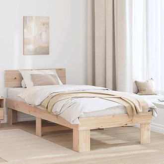 vidaXL Vidaxl Struttura Del Letto Naturale 90 X 200 Cm Pino Massello