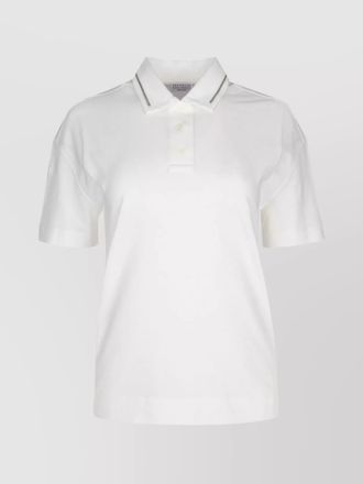 Brunello Cucinelli ribbed collar short sleeve polo shirt