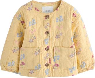 Next Kids Floral Quilted Jacket in Yellow at Nordstrom, Size 12-18M