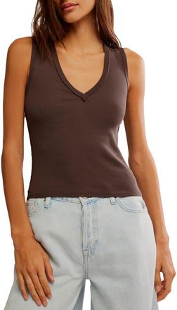 Free People Neria Rib Tank in Double Espresso at Nordstrom, Size X-Small
