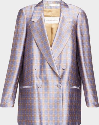 Dries Van Noten Bastis Silk Double-Breasted Blazer