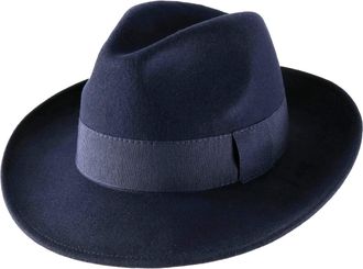 Classic Italy Fedora Hat Wool Felt Packable Water Repellent Fedora - Size 63 cm - Marine