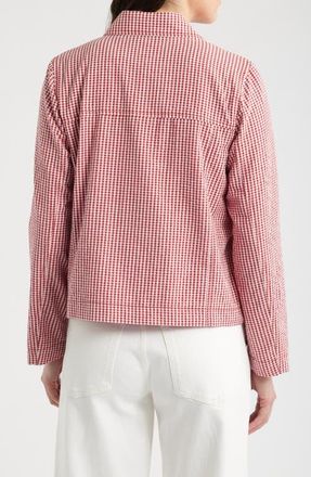 Seasalt Cornwall Carnon Downs Gingham Organic Cotton Chore Jacket in Gingham Scarlet at Nordstrom, Size 10 Us