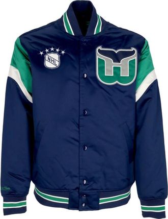 Mitchell & Ness NHL Heavyweight Bomberjack Whalers - Heren - Bomber jackets - Blauw - M - Polyester - Jassen