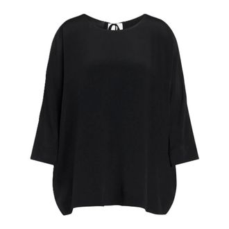 Dondup Blouses, female, Black, Size: S Cr&ecirc;pe de Chine Silk-Blend Blouse