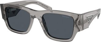 Prada Rechthoekige zonnebril - Heren - Zonnebrillen - Grijs - 54 MM - Accessoires