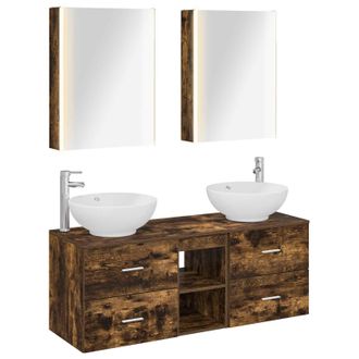 vidaXL Juego De Muebles De Ba&ntilde;o 5 Pcs Roble Ahumado Vidaxl