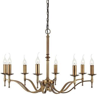 Loops Avery Ceiling Pendant Chandelier Light 8 Lamp Antique Brass Curved Candelabra in Metallics