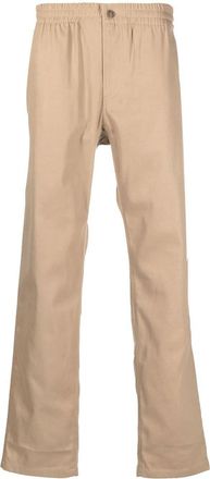A.P.C. elasticated-waist straight-leg trousers - men - Wool/Cotton - 50 - Brown