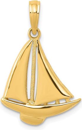 Diamond2Deal 14k Yellow Gold Sailboat Pendant