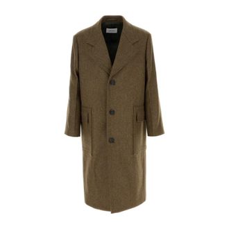 Ferragamo Single-Breasted Military Coat - Heren - Mantel - Bruin - M - Wol - Jassen