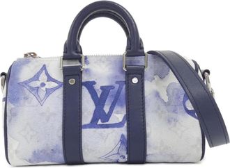 Louis Vuitton Blue Coated Canvas Boston Bag (Pre-Owned)