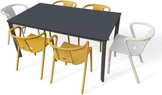 DCB Garden Conjunto de comedor de jard&iacute;n 6 plazas de aluminio lacado