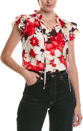 Anne Klein Petite Ruffle Sleeve Tie Blouse