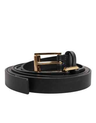Dolce & Gabbana Black Double Strap Leather Gold Buckle Mens Belt