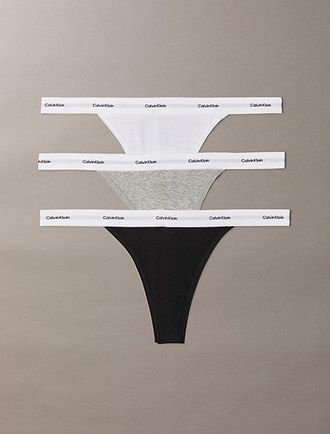 Calvin Klein 3 Pack String Thongs - Cotton Stretch Rib