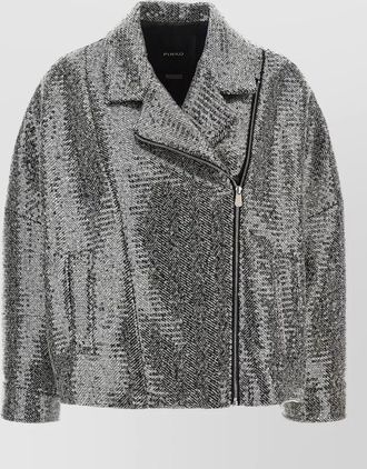 Pinko sequin herringbone caban coat