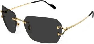 Cartier Rechthoekige Zonnebril - unisex - Accessoires - Geel - Maat: 59 MM