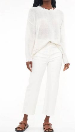 Pistola Denim Elyse Sweater In Vanilla Distressed