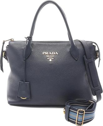 Prada 2010s leather two-way tote bag - Blue