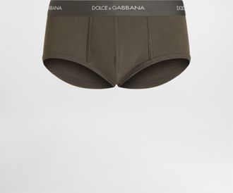Dolce & Gabbana Ribbed Cotton Brando Briefs - Man Underwear And Loungewear Green Cotton 3