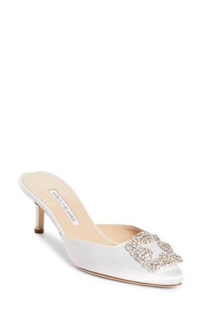 Manolo Blahnik Hangisimu Mule Pump in White at Nordstrom, Size 11.5Us