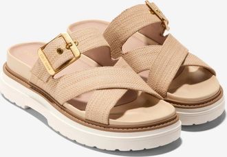 Cole Haan Womens Cole Haan Fraya Sandal Beige Slip On Lug Sole Platform Slide VER1404