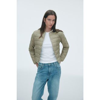 H&M Quilted Jacket in Khaki Green at Nordstrom, Size Xx-Large
