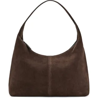 Mango Stitched Suede Shoulder Bag in Brown at Nordstrom