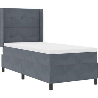 vidaXL Box Spring Bed with Headboard Dark grey 90 x 190 cm Velvet vidaXL