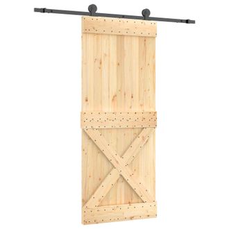 vidaXL Puerta Corredera Natural Y Negro 85 X 210 Cm Vidaxl
