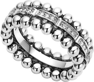 Lagos Caviar Spark Pav&eacute; Diamond Band Ring in Silver at Nordstrom, Size 5