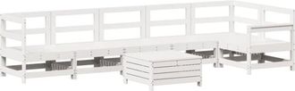 vidaXL 7 Piece Garden Sofa Set White Solid Wood Pine Vidaxl
