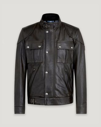 Belstaff Gangster Jacket Mens Hand Waxed Leather Black Size UK 34