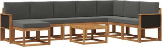 vidaXL Conjunto De Sof&aacute;s De Exterior 9 Uds. Natural Y Antracita Vidaxl