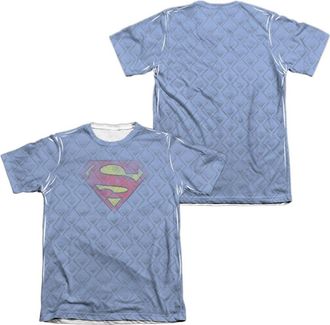 Gildan Superman Repeat Over Distressed (Front/Back Print) Adult 65/35 Poly/Cotton Short Sleeve Tee / T-Shirt