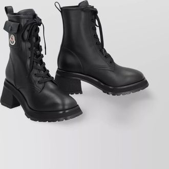 Moncler lace-up leather ankle boots with flap pocket