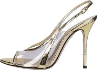 Casadei Leren en Plexi Sandalen - Dames - Sandalen met hakken - Geel - 37 EU - Leer - Schoenen