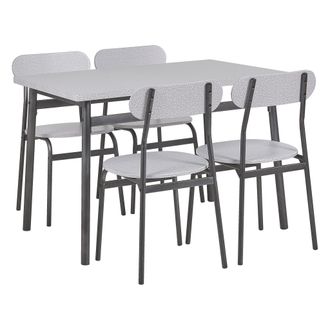 Beliani Beliani - Juego De Comedor Mesa Rectangular 110 X 70 Cm Con Tablero Gris Patas Acero Negro 4 Sillas Estilo Moderno Velden