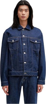 Maison Kitsun&eacute; Jassen, Heren, Blauw, L, Denim, Denim Trucker Jacket