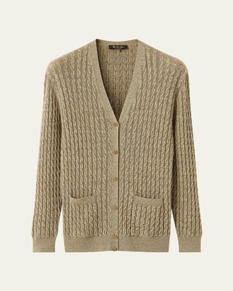 Loro Piana Bihar Cable-Knit Cashmere-Blend Cardigan