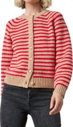 Lilla P Button Front Striped Cardigan In Holly Stripe