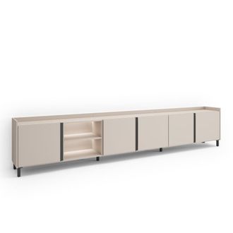 Skraut Home Mueble tv efecto madera beige 309x35x61cm con patas