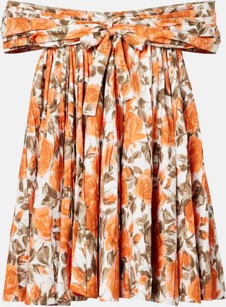 Chlo&eacute; Chlo&eacute; Vestido corto de popel&iacute;n de algod&oacute;n plisado floral
