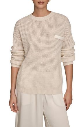 DKNY Waffle Stitch Wool & Cashmere Sweater in Cream/Gold at Nordstrom, Size X-Large